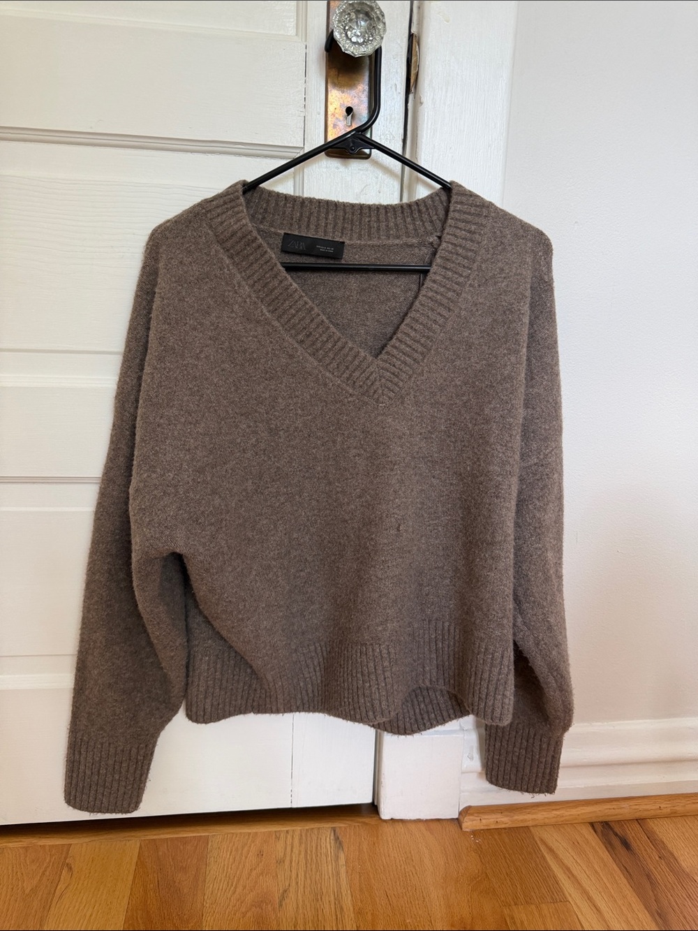 Zara V-Neck Brown Wool Blend Sweater